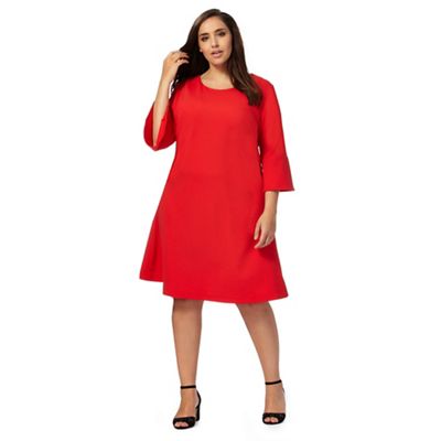 Red textured plus size dress